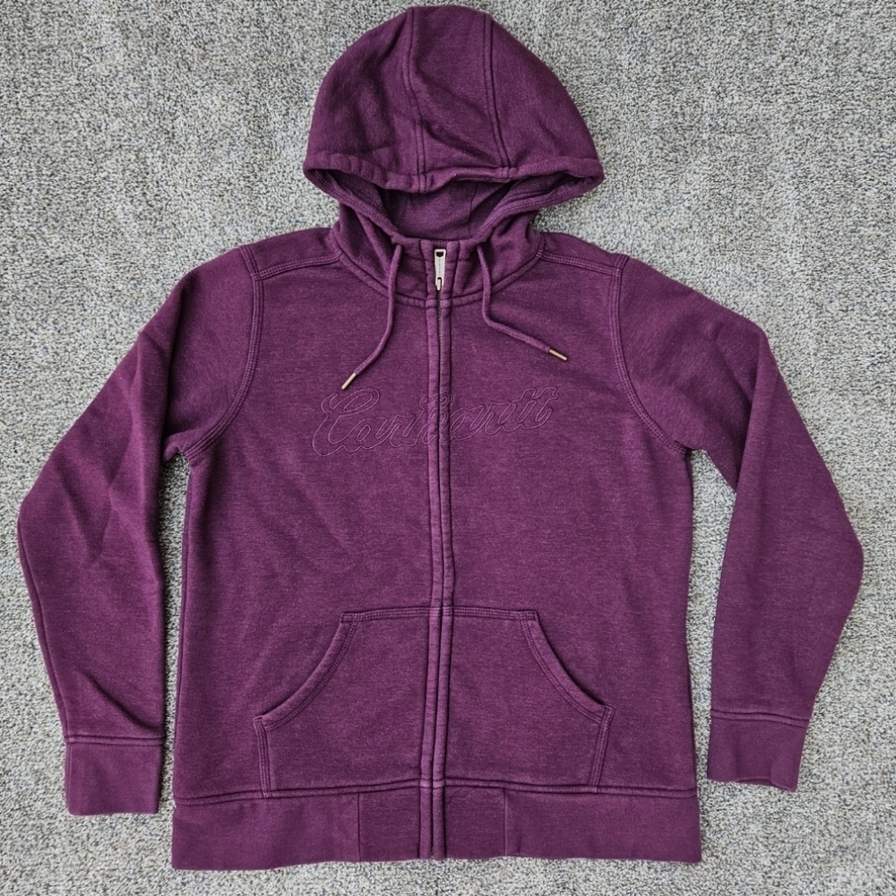 Carhartt Women Large Full Zip Up Purple Jacket Embroidered Logo Sweatshirt Large